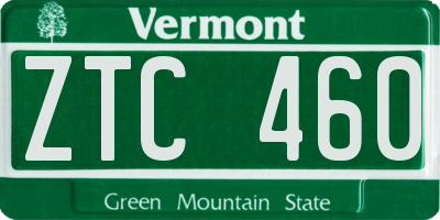 VT license plate ZTC460