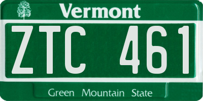 VT license plate ZTC461