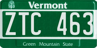 VT license plate ZTC463