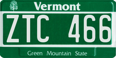 VT license plate ZTC466
