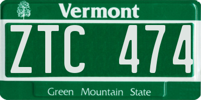 VT license plate ZTC474