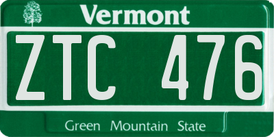 VT license plate ZTC476