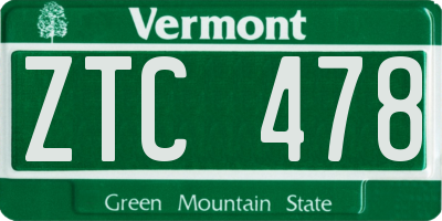 VT license plate ZTC478