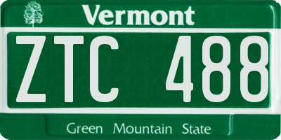 VT license plate ZTC488