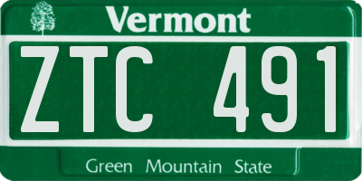 VT license plate ZTC491