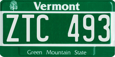 VT license plate ZTC493