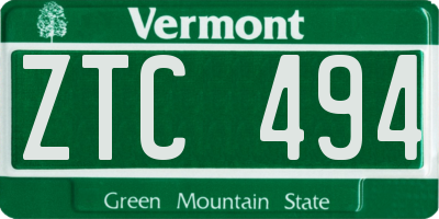 VT license plate ZTC494