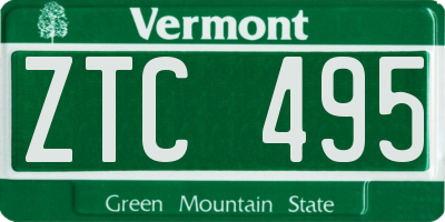 VT license plate ZTC495