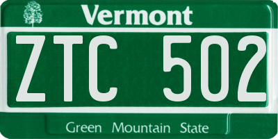 VT license plate ZTC502