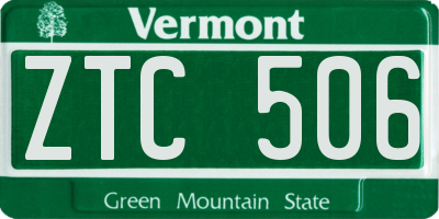 VT license plate ZTC506