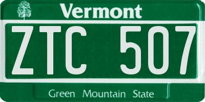 VT license plate ZTC507