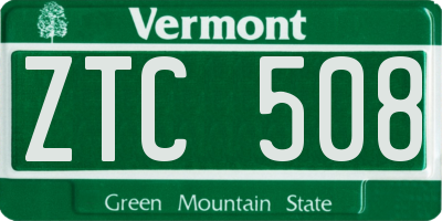 VT license plate ZTC508