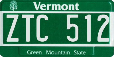 VT license plate ZTC512