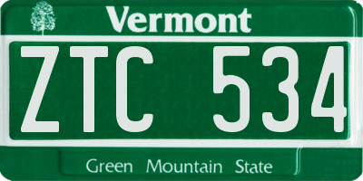 VT license plate ZTC534