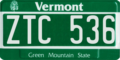 VT license plate ZTC536