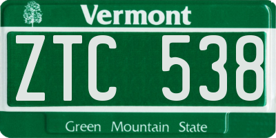 VT license plate ZTC538