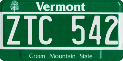 VT license plate ZTC542