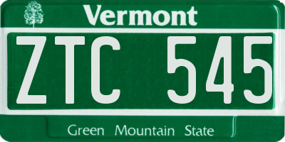 VT license plate ZTC545