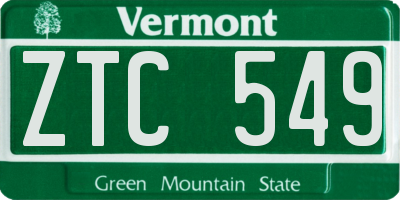 VT license plate ZTC549