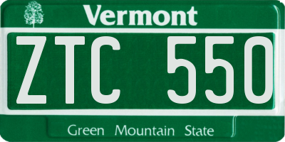 VT license plate ZTC550