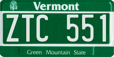 VT license plate ZTC551