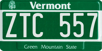 VT license plate ZTC557
