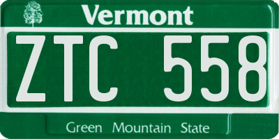 VT license plate ZTC558