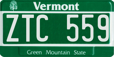 VT license plate ZTC559