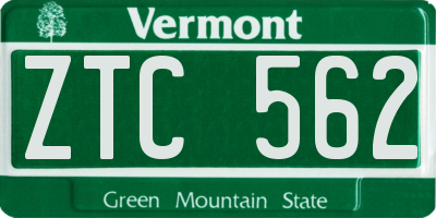 VT license plate ZTC562