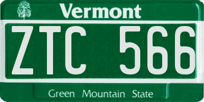 VT license plate ZTC566