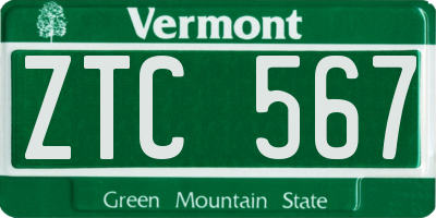 VT license plate ZTC567