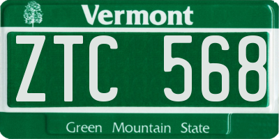 VT license plate ZTC568