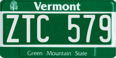 VT license plate ZTC579