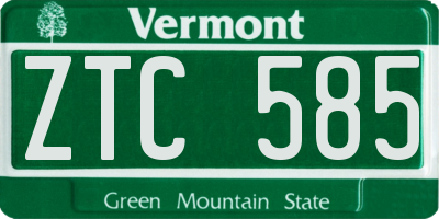 VT license plate ZTC585