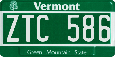 VT license plate ZTC586