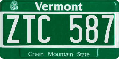 VT license plate ZTC587