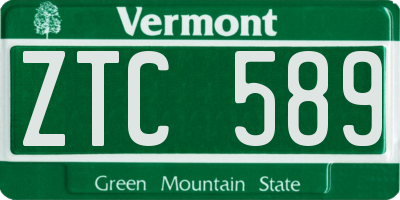 VT license plate ZTC589