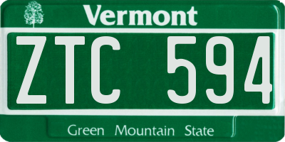 VT license plate ZTC594