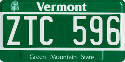 VT license plate ZTC596