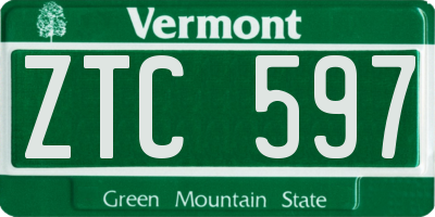 VT license plate ZTC597