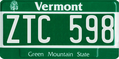 VT license plate ZTC598