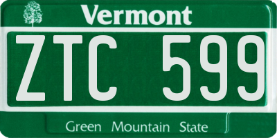 VT license plate ZTC599