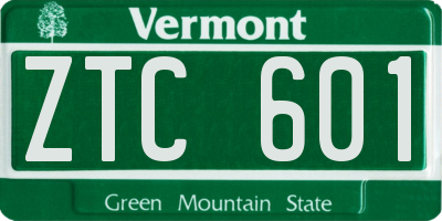 VT license plate ZTC601