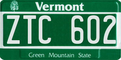 VT license plate ZTC602