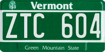 VT license plate ZTC604