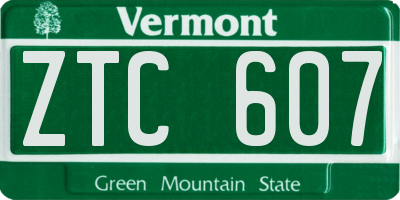 VT license plate ZTC607
