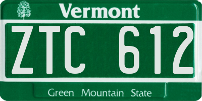 VT license plate ZTC612