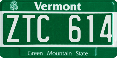 VT license plate ZTC614