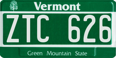 VT license plate ZTC626