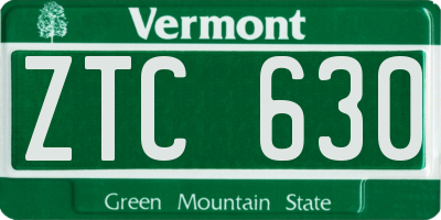 VT license plate ZTC630